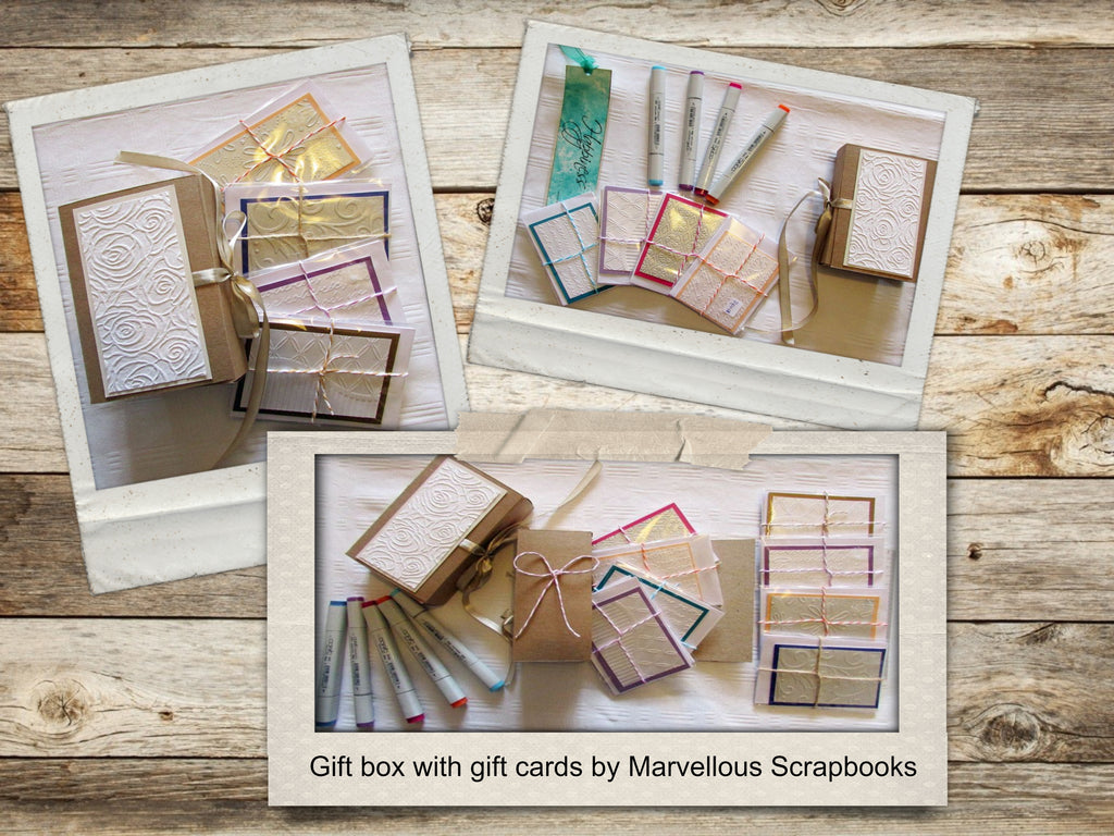 Gift box with embossed gift cards