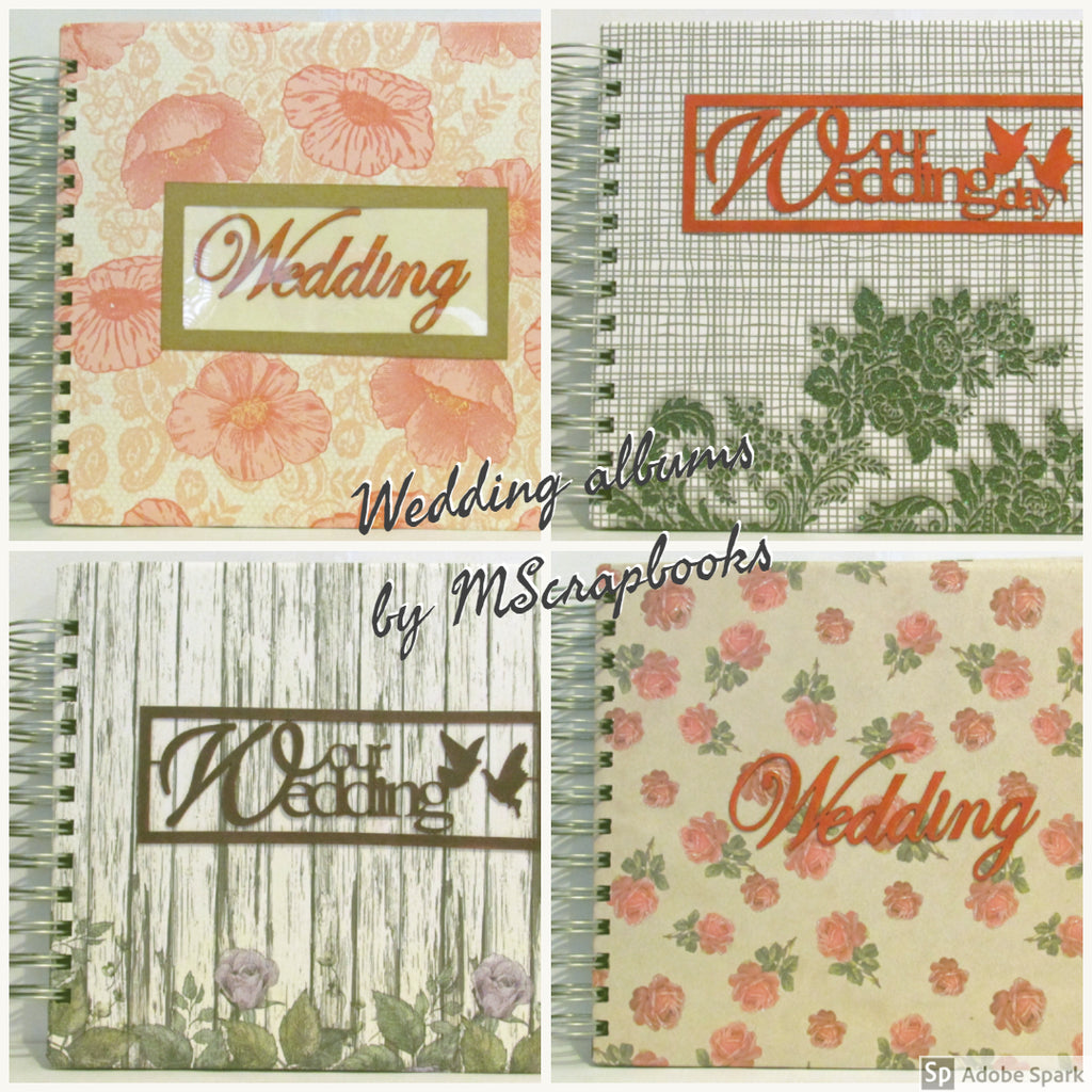 Wedding-themed albums with chipboard die-cuts on cover