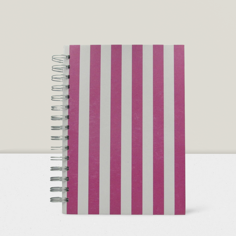 Magenta stripe and geometric design A5 lined notebook - A5N212L