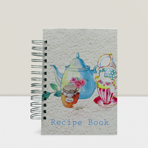 Teapot design Recipe book with wide wire binding - R18